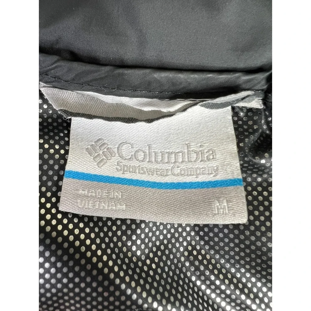 Columbia Jacket Mens Medium Black Omni-Heat White Out II Hooded Puffer Full Zip